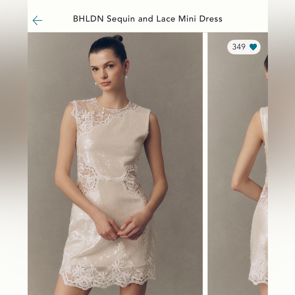 BHLDN Sequin and Lace Mini Dress in Ivory